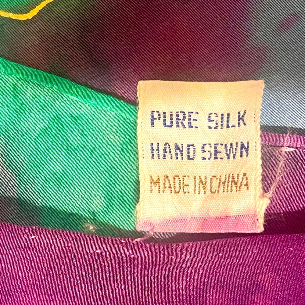Vintage Handpainted Tie Dye Silk Scarf - Picture 4 of 10